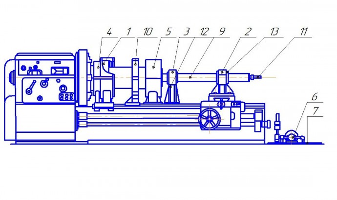 Приспособление и оснастка к токарно-винторезному станку модели 165 для обработки глубоких отверстий пневмо и гидро цилиндров, а также любых длинномерных тел вращения