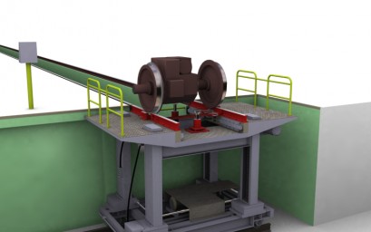 Locomotive lift for dismantling motor-wheel units of locomotives VEPU(KMB)-50/30